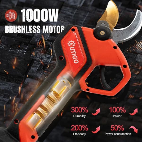 Sladdlös elektrisk beskärningssax, borstlös beskärningssax, OUTIGO 600W 20-25mm, 2*1500mAh 21V batterier, Blad Lämplig för grenar