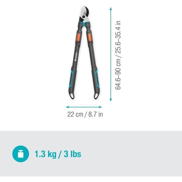Telescopisk sekatör - GARDENA - TeleCut Pro L - Ergonomisk - Skärpta blad - Förlängning 900 mm
