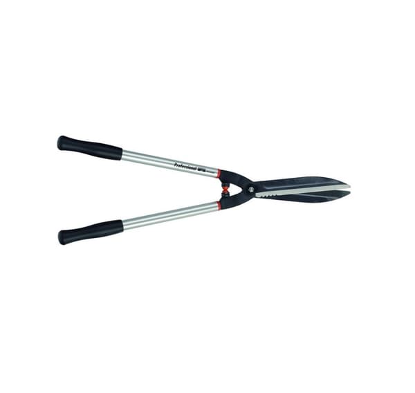 Kraftig lang hekksaks med aluminiumshåndtak og herdede blader 730 mm