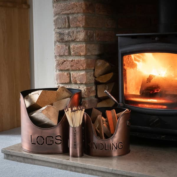 Hill Interiors Three Piece Fire Wood Bucket Set