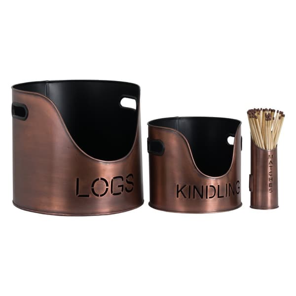 Hill Interiors Three Piece Fire Wood Bucket Set
