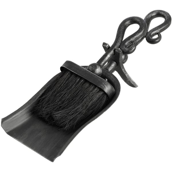 Hill Interiors Black Brushed Steel Crook Top Hearth Tidy Set Silver/Black/Grey One Size