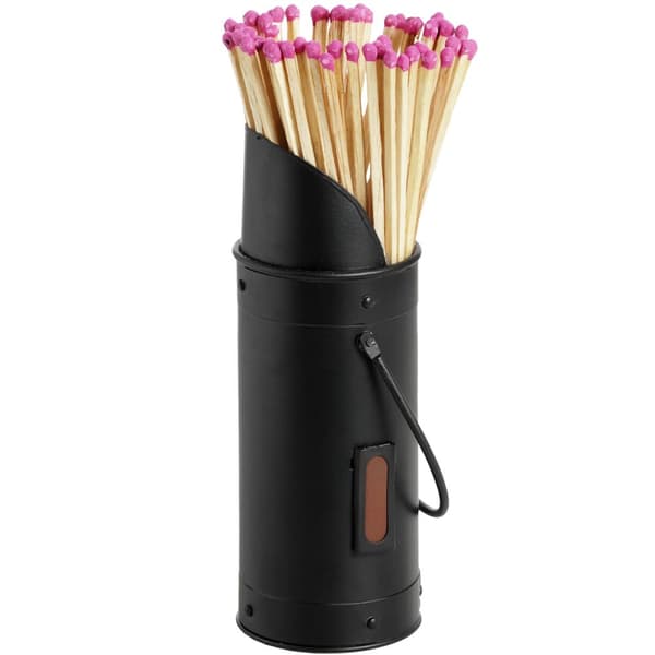 Hill Interiors Black Steel Matchstick Holder & 60 Matches Set