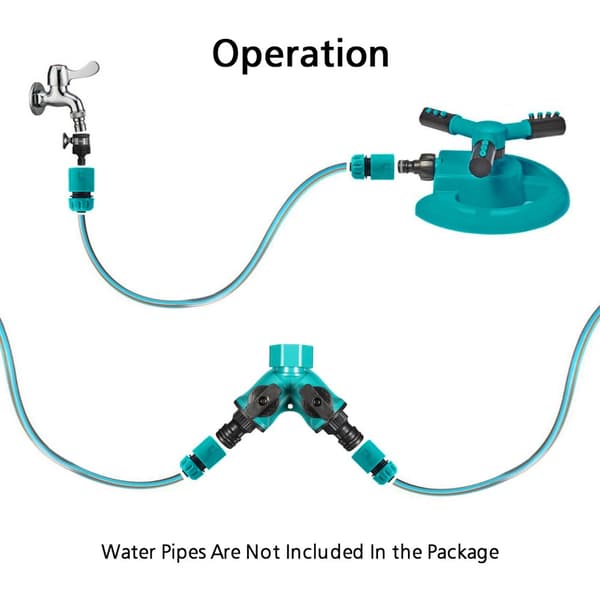Automatisk trädgårdsgräsmatta vattensprinkler 360 graders 3-arms roterande sprinklersystem
