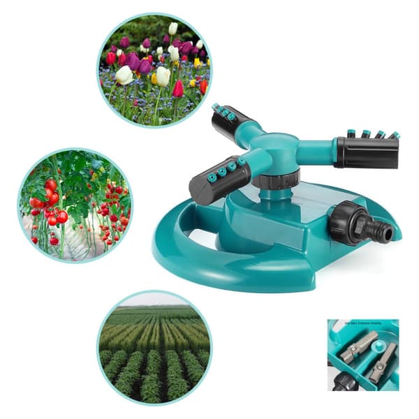 Automatisk trädgårdsgräsmatta vattensprinkler 360 graders 3-arms roterande sprinklersystem