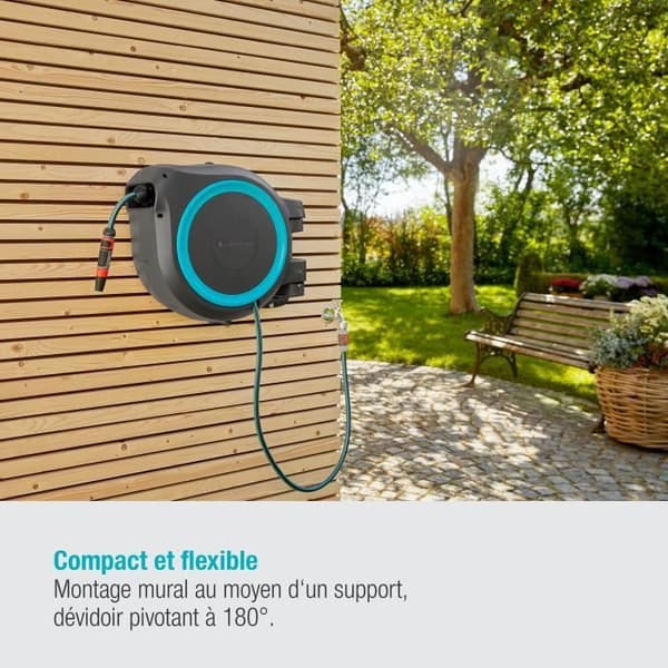 GARDENA RollUp M/L automatisk väggdispenser - Längd 25m - Ø13mm - Komplett sats - 5 års garanti