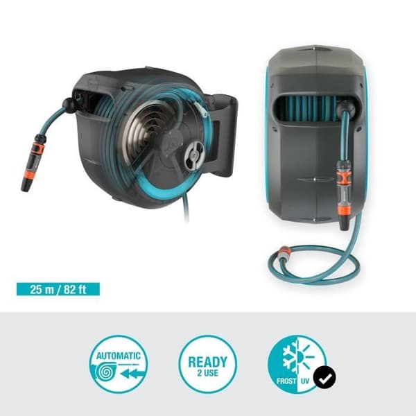 GARDENA RollUp M/L automatisk väggdispenser - Längd 25m - Ø13mm - Komplett sats - 5 års garanti