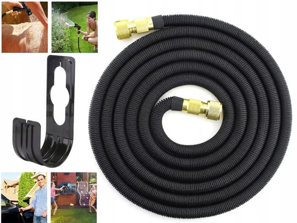 15m Magic Hose Expanderande Vattenslang / Trädgårdsslang Svart
