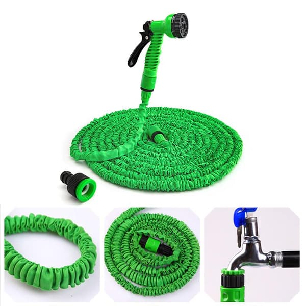 7,5m flexibel expanderande trädgårdsslang med munstycke/skumtank, standard 1/2" snabbkoppling, ingen dålig lukt, snabbare flöde