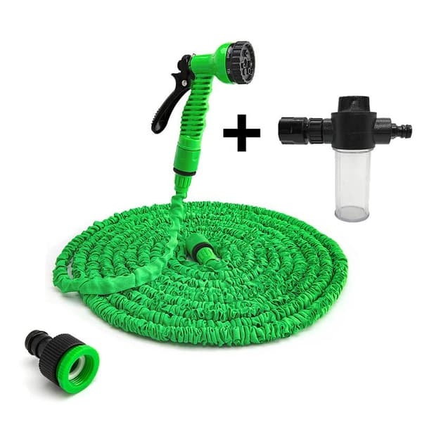 45m flexibel expanderande trädgårdsslang med munstycke/skumtank, standard 1/2" snabbkoppling, ingen dålig lukt, snabbare flöde