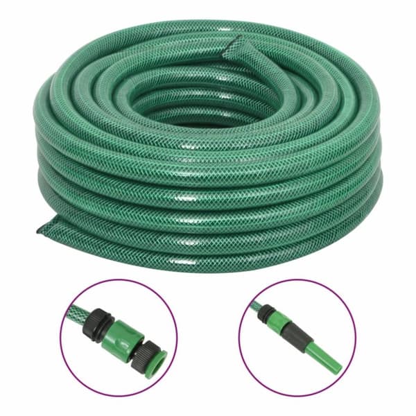vidaXL Trädgårdsslang med kopplingar grön 0,75" 30 m PVC