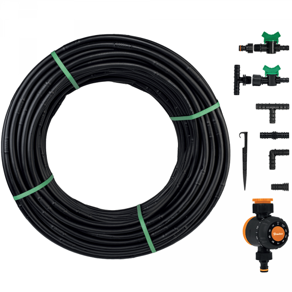 WATER FLOW DRIP HOSE SET 50m WITH WATER FLOW TIMER