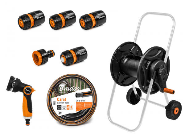 Reel with hose 1/2" 25 meters, gun, fittings