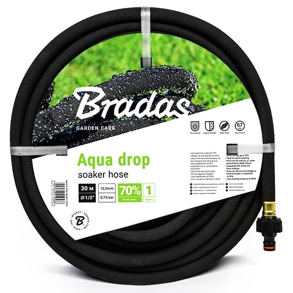 Set med 3 produkter. Vanningsslange AQUA-DROP 1/2" - 15m