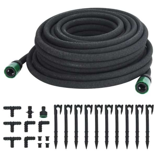 vidaXL Dryppslange svart 0,6" 25 m gummi
