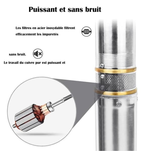 Dränkbar vattenpump i rostfritt stål - LZQ - Dränkbar djupbrunnspump - 370W, 34 m