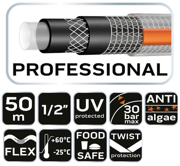 Trädgårdsslang 1/2" x 50 m, 6-lagers NEO PROFESSIONAL