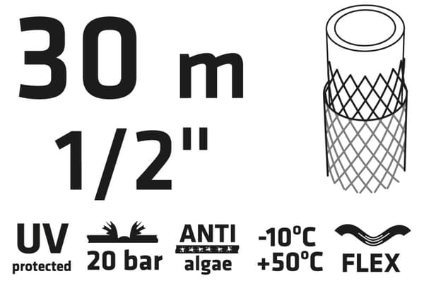 Trädgårdsslang 30 m, 1/2" EKONOMI