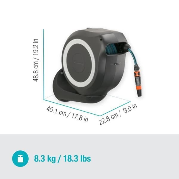 GARDENA RollUp M automatisk väggdispenser - Längd 20m - Ø11mm - Komplett sats - 5 års garanti