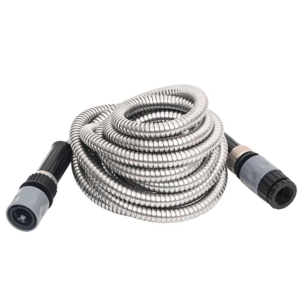 Slang med sprutmunstycke silver 0,6" 30 m rostfritt stål