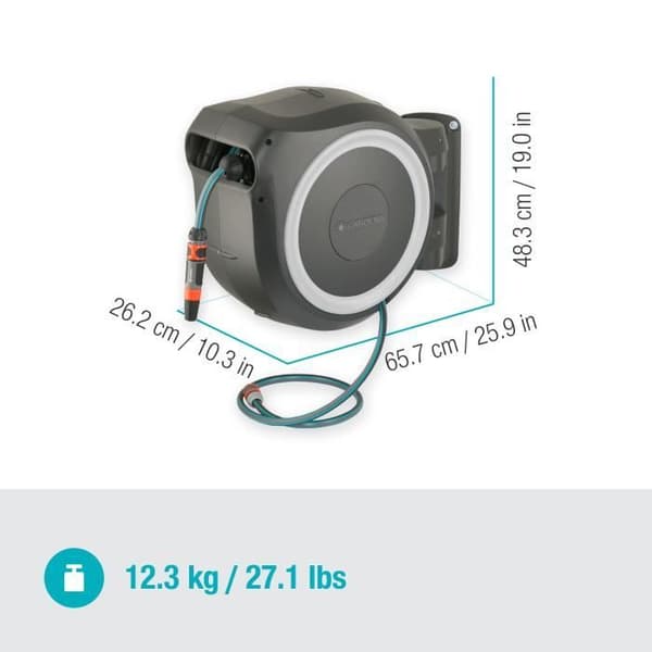 GARDENA RollUp L väggmonterad automatautomat - Längd 30m - Ø13mm - Komplett kit - 5 års garanti