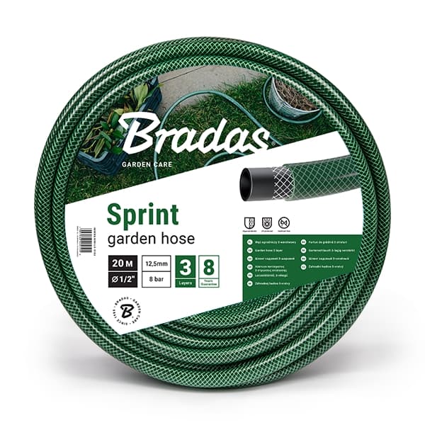 Set med 3 produkter. Vattenslang SPRINT 5/8" - 20m