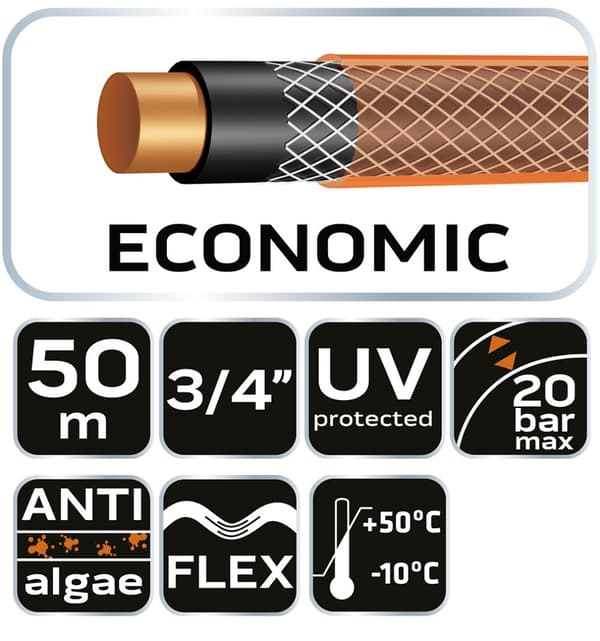 Trädgårdsslang 3/4" x 50 m, 4-lagers NEO ECONOMIC