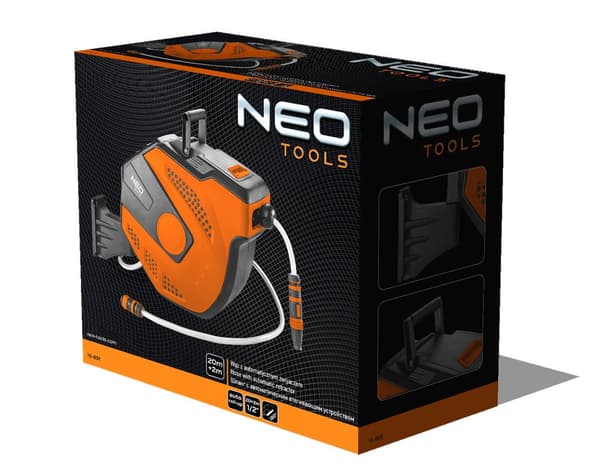 Trädgårdsslang med automatisk haspel 1/2", 20 m + 2 m