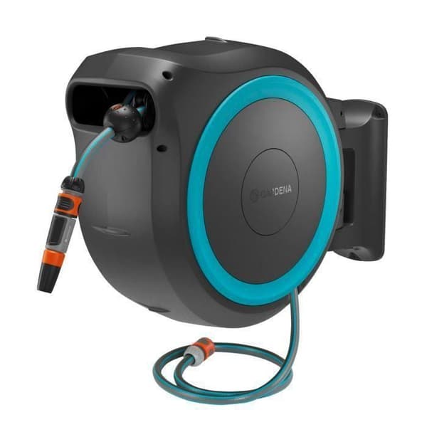 Väggmonterad slangvinda - GARDENA - PowerRoll P4A - XL - Blå - Längd 35 m - Slang 13 mm