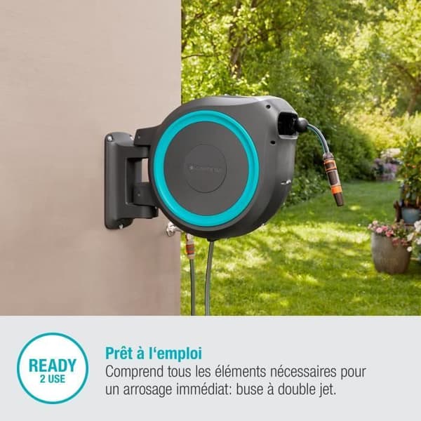 GARDENA RollUp M/L automatisk väggdispenser - Längd 25m - Ø13mm - Komplett sats - 5 års garanti