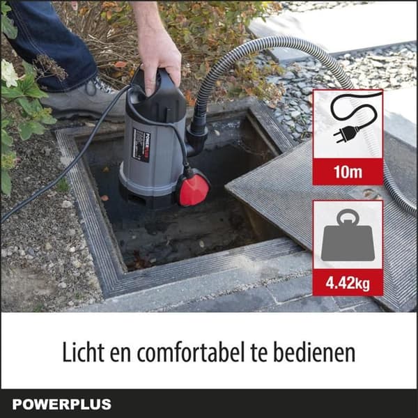 Powerplus Elektrisk Vattenpump POWEW67906 - 750 W Nedsänkt Vattenpump, Maximal 35°C, 13.000 l/h, Trädgårdsverktyg