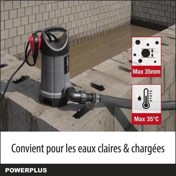 Powerplus Elektrisk Vattenpump POWEW67906 - 750 W Nedsänkt Vattenpump, Maximal 35°C, 13.000 l/h, Trädgårdsverktyg