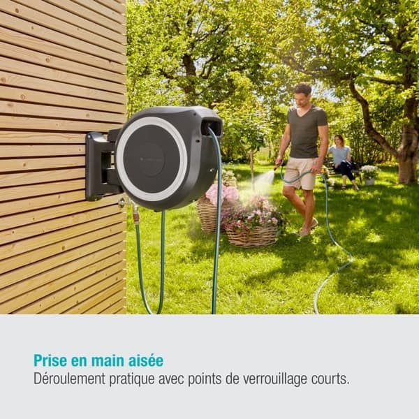 GARDENA RollUp XL automatisk väggdispenser - 35m - Ø13mm - Vit kantlist