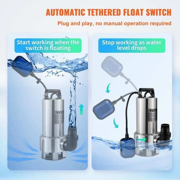 Avloppslyftspump - VEVOR - 1300 W 333,3 L-min avloppspump - med utloppsadapter