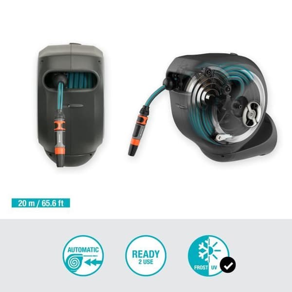 GARDENA RollUp M automatisk väggdispenser - Längd 20m - Ø11mm - Komplett sats - 5 års garanti