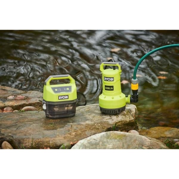 RYOBI - 18V dräneringspump - 4 200 l/h - max. 5 m - IPX7 - 3-läges timer - säljs utan batteri - RY18SPA-0