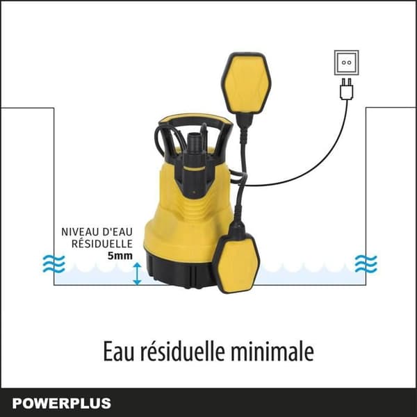 Powerplus elektrisk vattenpump POWXG9502 - 350 W dränkbar vattenpump, max 35°C, 5000 l/h, trädgårdsredskap