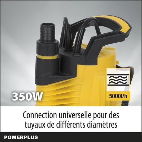 Powerplus elektrisk vattenpump POWXG9502 - 350 W dränkbar vattenpump, max 35°C, 5000 l/h, trädgårdsredskap