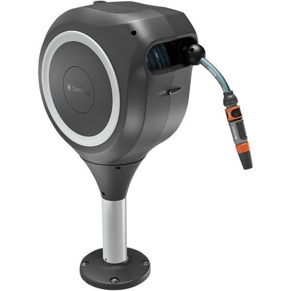 Automatisk slangvinda för terrass - GARDENA - RollUp - M - Vit - Längd 20 m - 13 mm slang