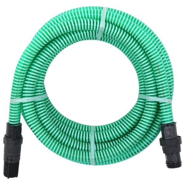 Sugslang med kopplingar mässing grön 1" 4 m PVC