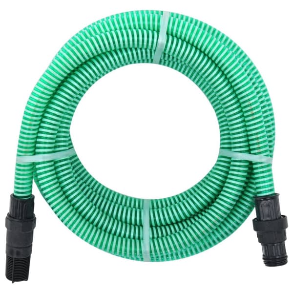 Sugslang med kopplingar mässing grön 1" 7 m PVC