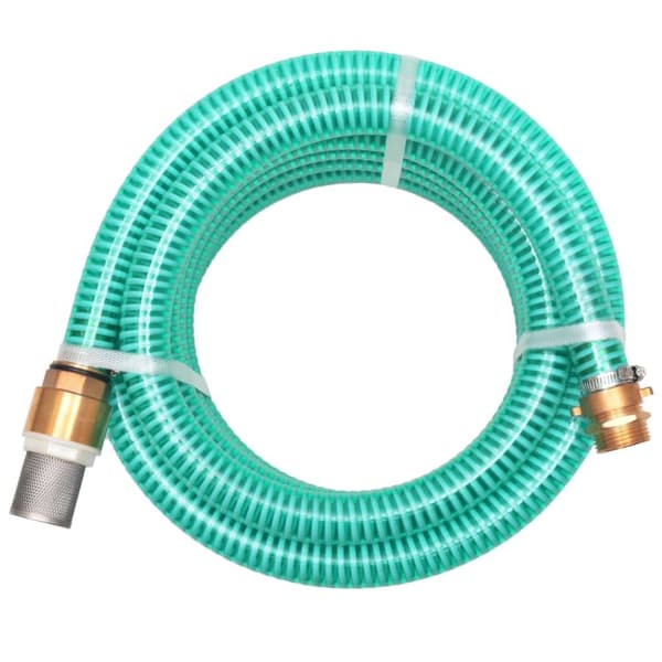 Sugslang med koppling i mässing 15 m 25 mm grön