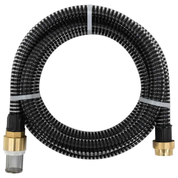 Sugslang med kopplingar mässing svart 1,1" 15 m PVC