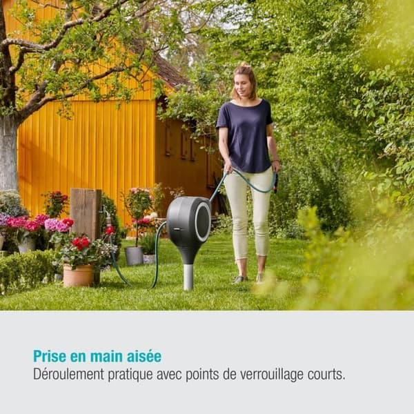 GARDENA RollUp S 15m automatisk slangeopruller med hvid kant - komplet sæt - 5 års garanti