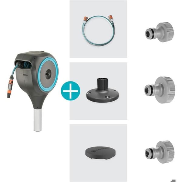 Automatisk slangeopruller til terrasse - GARDENA - RollUp S - Blå - Længde 15 m - 13 mm slange