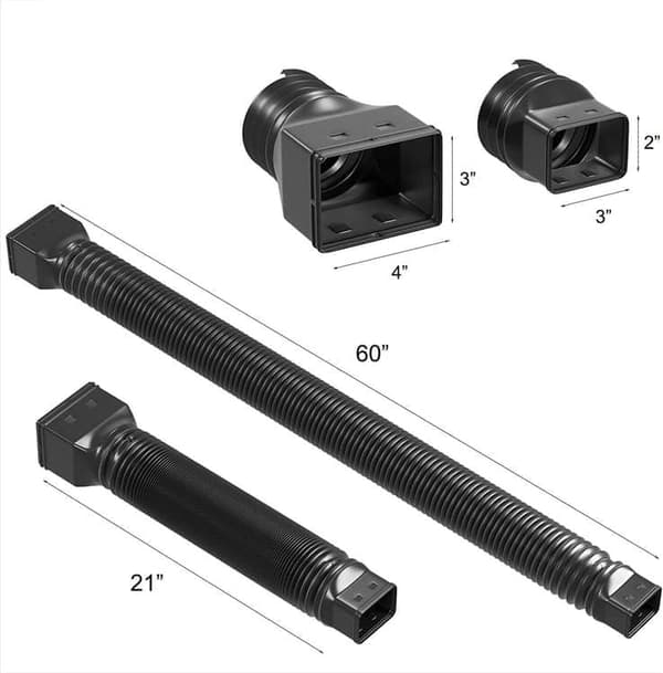 Lollanda Rännf förlängning 21-60 tum / Förlängningsslang, Extention Hose - Flexibel, med Skruvar