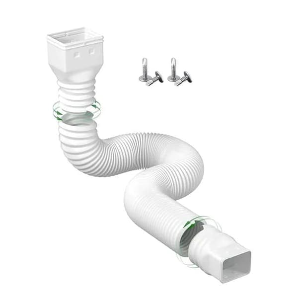 Lollanda Rännf förlängning 21-60 tum / Förlängningsslang, Extention Hose - Flexibel, med Skruvar Vit
