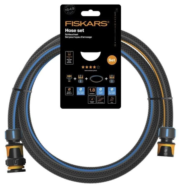 FISKARS TILSLUTNINGSSÆT SLANGE 1/2"" 1,8m - Q4
