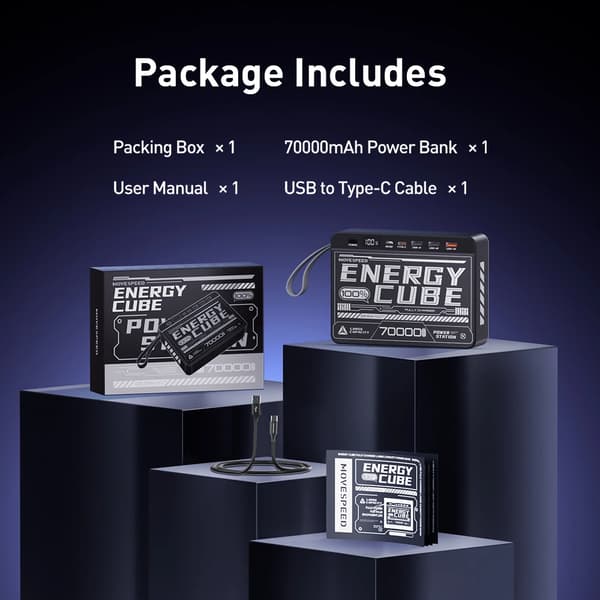 Z70 22,5W 70000mAh Power Bank eksternt batteristrømforsyning med 1 indgang og 4 udgange PD3.0 QC3.0 Hurtig opladning