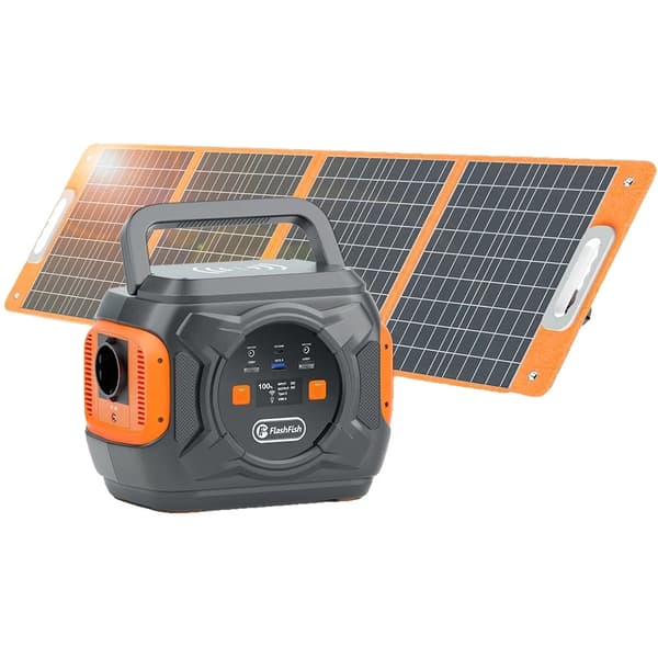 Bärbar kraftstation, 292Wh batterikapacitet, 100W solcellsladdare,som bild
